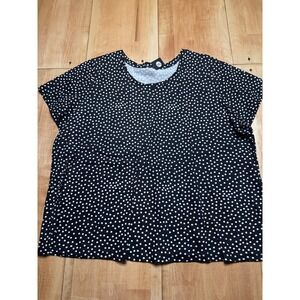 Woman Within Polka Dot Black White Short Sleeve T Shirt Top Plus Size XXL